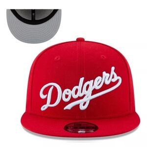 Los Angeles Dodgers Script Logo 9FIFTY Adjustable Snap Back New Era Cap - Red